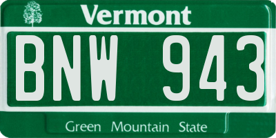 VT license plate BNW943