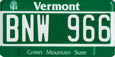 VT license plate BNW966