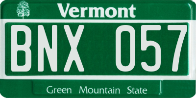 VT license plate BNX057