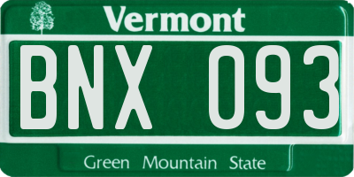 VT license plate BNX093