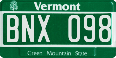 VT license plate BNX098