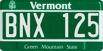 VT license plate BNX125
