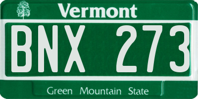 VT license plate BNX273