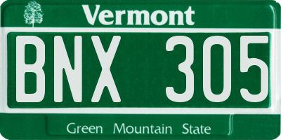 VT license plate BNX305