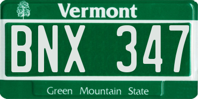 VT license plate BNX347