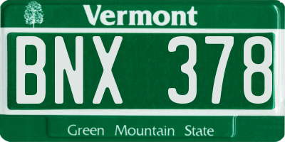 VT license plate BNX378