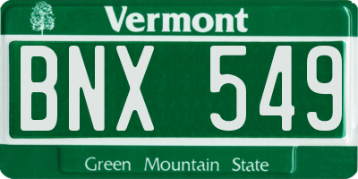 VT license plate BNX549