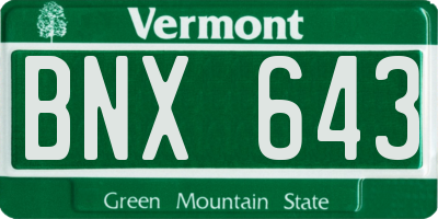 VT license plate BNX643