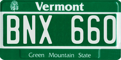 VT license plate BNX660