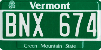 VT license plate BNX674