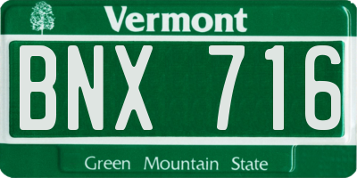 VT license plate BNX716