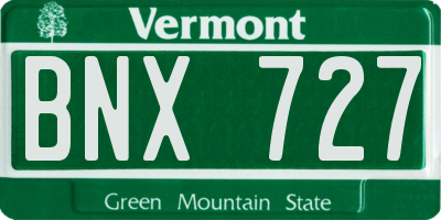 VT license plate BNX727