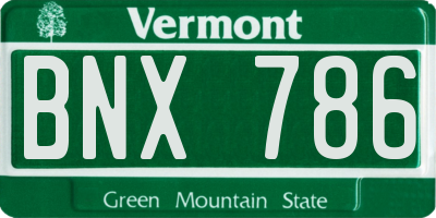 VT license plate BNX786
