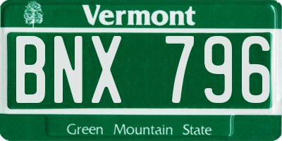 VT license plate BNX796