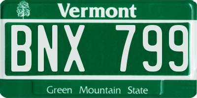 VT license plate BNX799