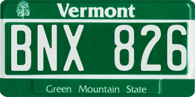 VT license plate BNX826
