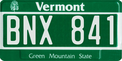VT license plate BNX841