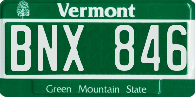VT license plate BNX846