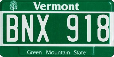 VT license plate BNX918
