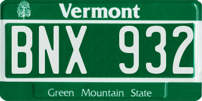 VT license plate BNX932