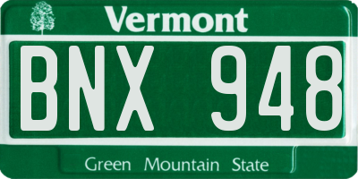 VT license plate BNX948