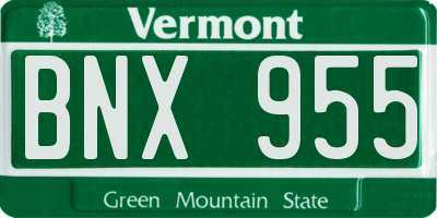 VT license plate BNX955