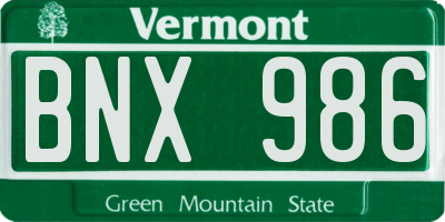VT license plate BNX986
