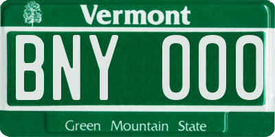 VT license plate BNY000