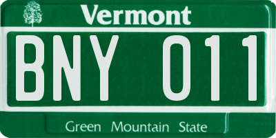 VT license plate BNY011