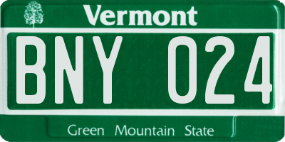 VT license plate BNY024