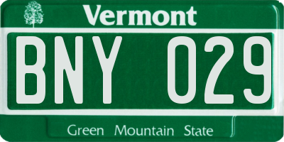 VT license plate BNY029