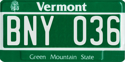 VT license plate BNY036