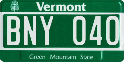 VT license plate BNY040