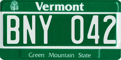VT license plate BNY042