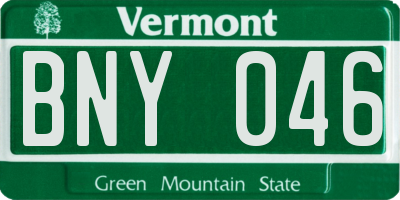 VT license plate BNY046