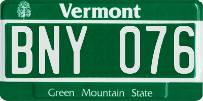 VT license plate BNY076