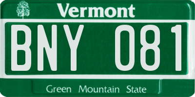 VT license plate BNY081