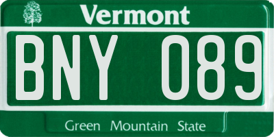 VT license plate BNY089
