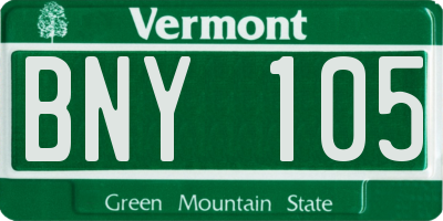 VT license plate BNY105