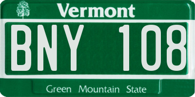 VT license plate BNY108