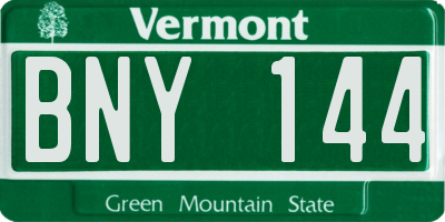 VT license plate BNY144
