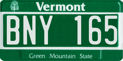 VT license plate BNY165