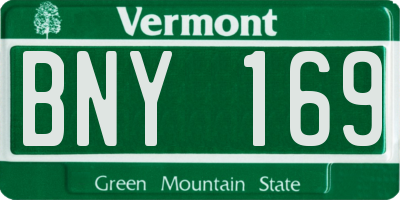 VT license plate BNY169