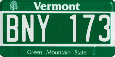 VT license plate BNY173