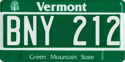 VT license plate BNY212