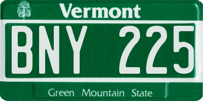 VT license plate BNY225