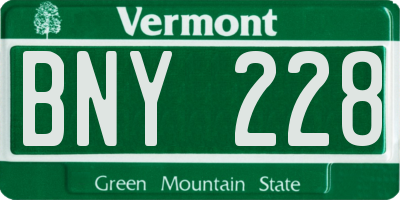 VT license plate BNY228
