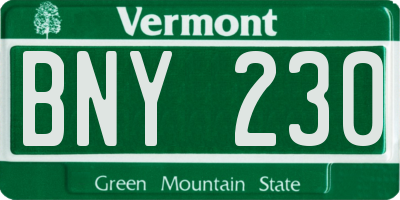 VT license plate BNY230