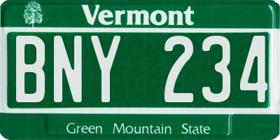VT license plate BNY234