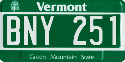 VT license plate BNY251